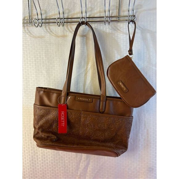 Rosetti 16x10" shoulder bag with zipper pouch $59 Cindy Tooling Tort Tessa new - Picture 1 of 8